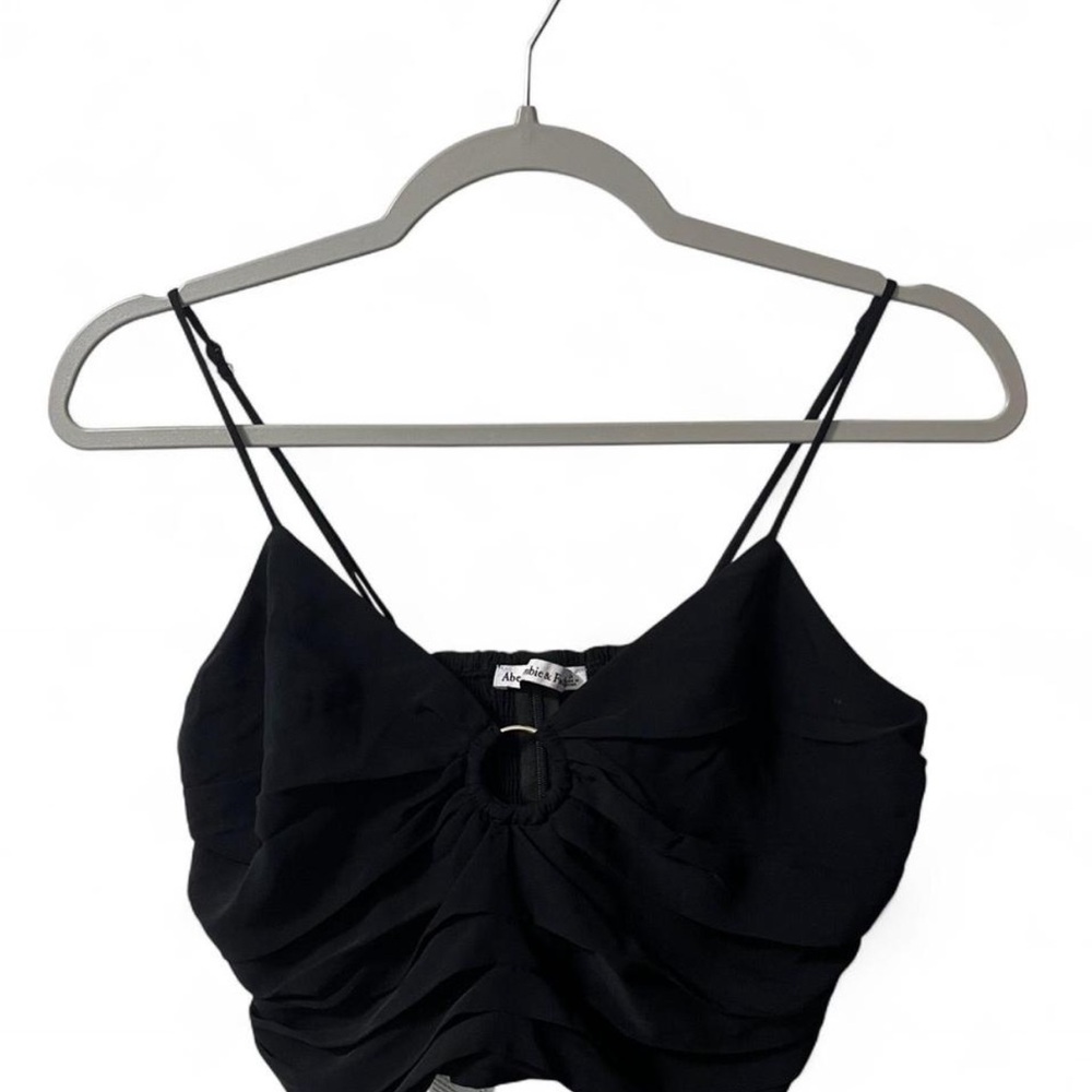 Abercrombie & Fitch Black Cut Out Ruched Crop Top